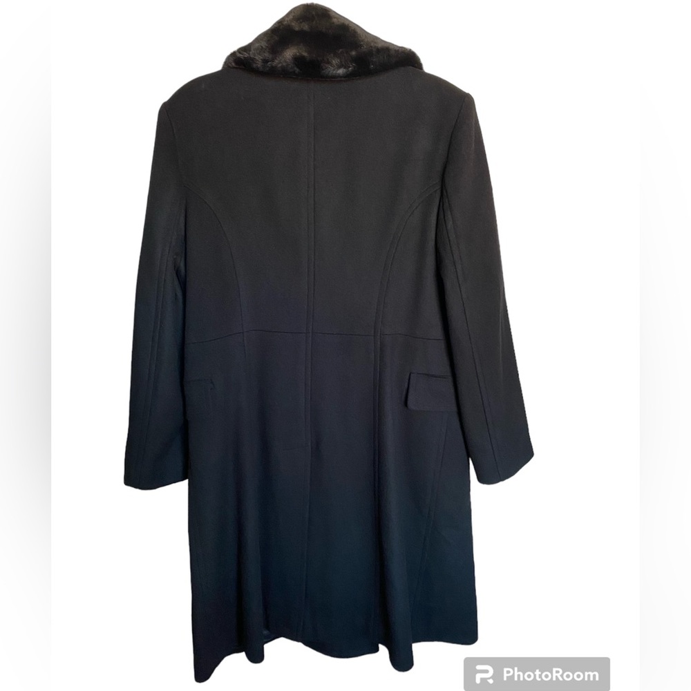 Vintage 90s Iconic Black Wool Trench Peacoat/Jacket by Liz Claiborne 14 - Picture 3 of 14